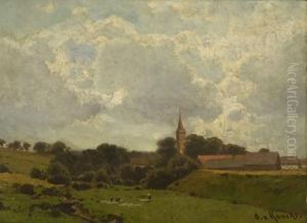 Dorflandschaft Oil Painting by Otto Werner Henning Von Kameke