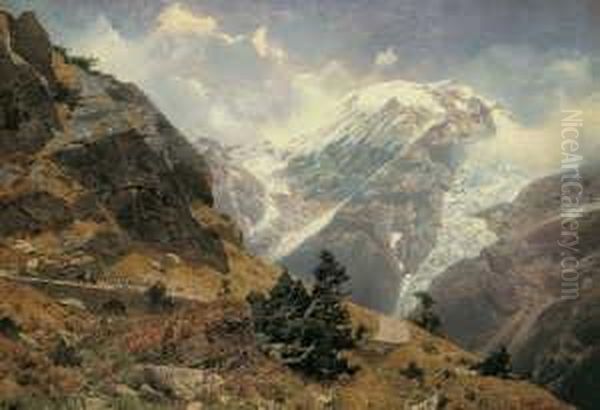 Hochalpenlandschaft. Oil Painting by Otto Werner Henning Von Kameke