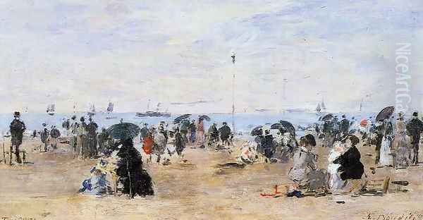 Trouville, Beach Scene 2 Oil Painting by Eugene Boudin