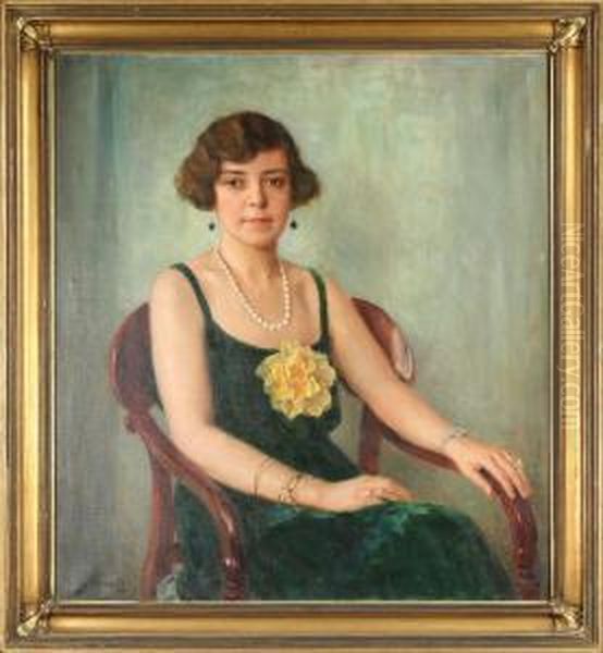 Portratt Av Signe Gyllestierna Oil Painting by Fritz Von Kamptz