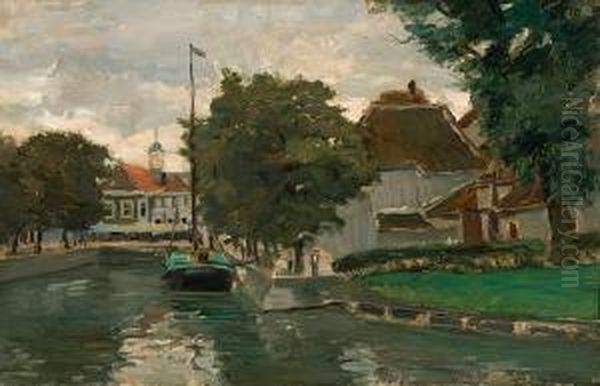 Quai In Sluis Oil Painting by Konrad Von Kardorff