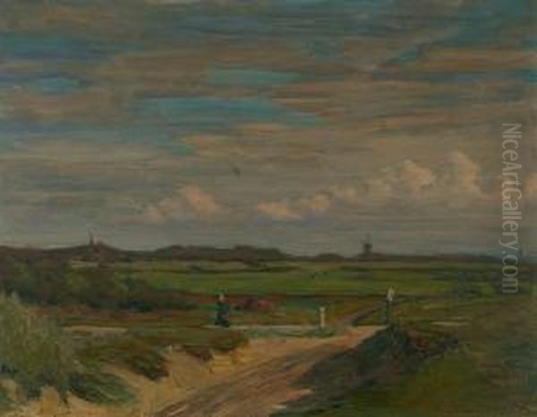 Ansicht Des Dorfes Katwijk In Sudholland Oil Painting by Konrad Von Kardorff