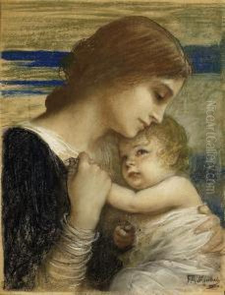 Mother And Child Oil Painting by Friedrich August von Kaulbach