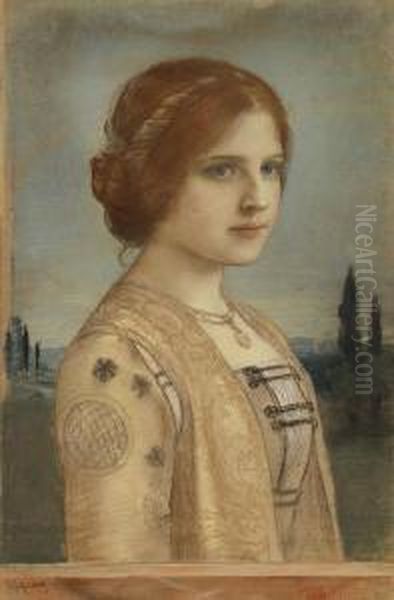 Bildnis Einer Jungen Frau Oil Painting by Friedrich August von Kaulbach