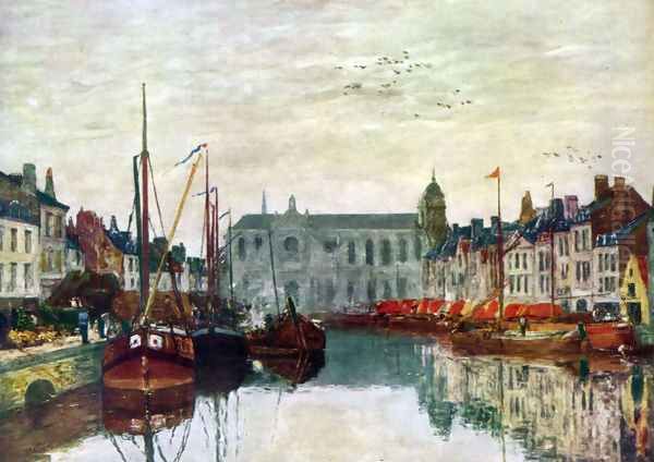 Channel in Bruxelles Oil Painting by Eugene Boudin