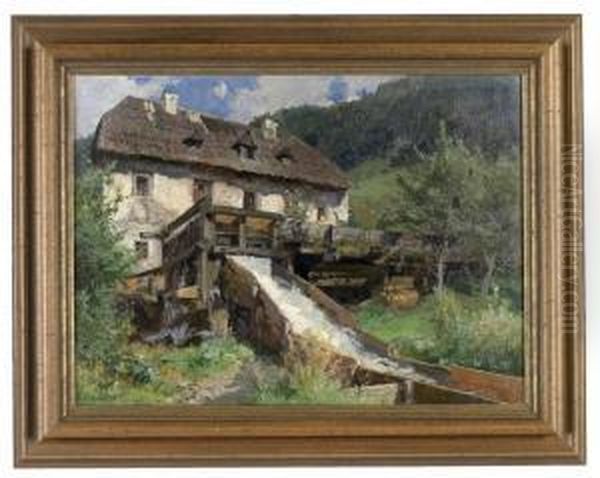 Alte Muhle Intrieben/oberstmk. Oil Painting by Ernestine Von Kirchsberg