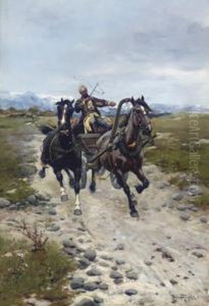 On The Move Oil Painting by Bodhan Von Kleczynski