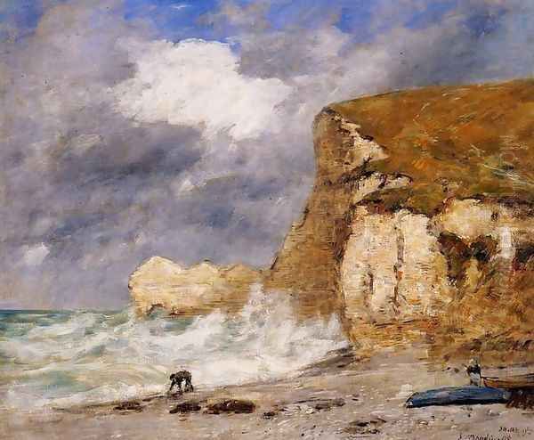 Etretat: the Amont Cliff in November Oil Painting by Eugene Boudin