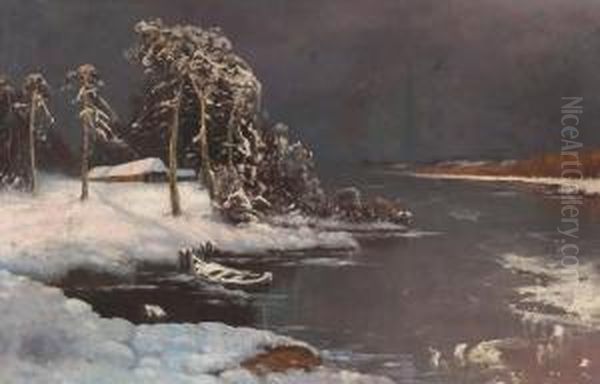 Spring Thaw Oil Painting by Iulii Iul'evich (Julius) Klever