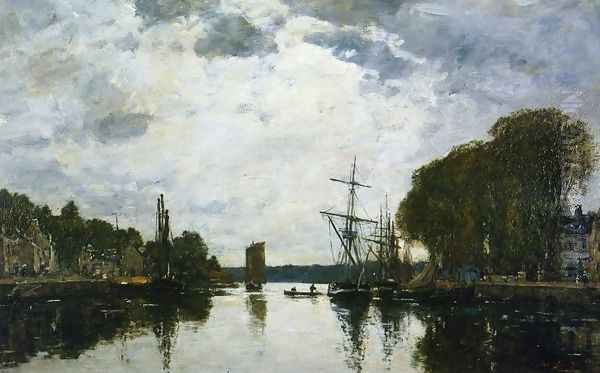 The Port of Landerneau - Finistere Oil Painting by Eugene Boudin