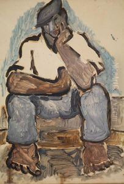 A Workman Or Sailor Oil Painting by Helmut Hugel Von Kolle