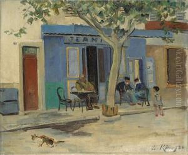 Vor Dem Bistro (sudfrankreich) Oil Painting by Leo Von Konig