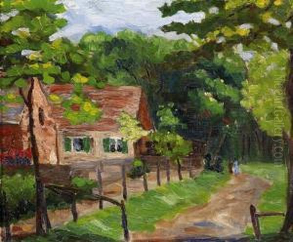 Haus Am Waldrand Oil Painting by Leo Von Konig