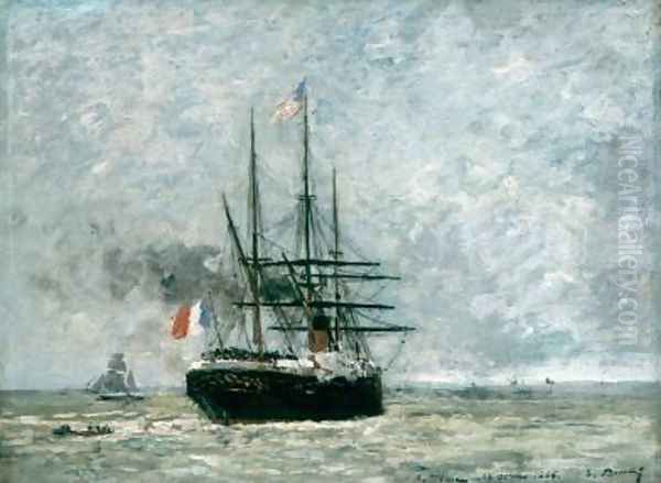 Leaving Port Oil Painting by Eugene Boudin