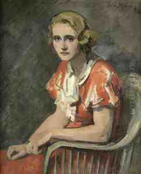 Bildnis Einer Blonden Frau Oil Painting by Leo Von Konig