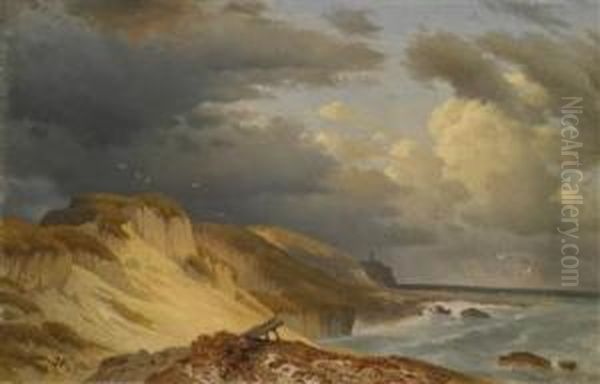 Onthe Coast Oil Painting by Hermann Reichsfreih. Von Konigsbrunn