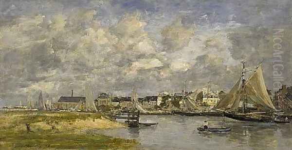 Trouville Harbour Oil Painting by Eugene Boudin