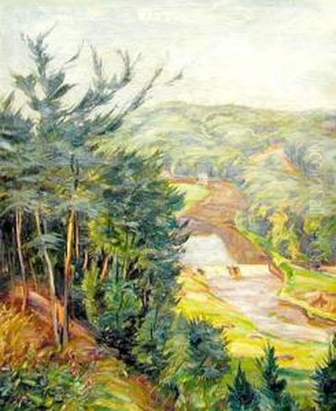 Pejzaz Z Rzeka Oil Painting by Karl Von Kothen