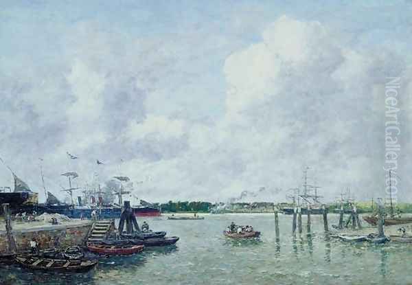 Port of Rotterdam Oil Painting by Eugene Boudin