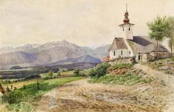 Kranzlhofen Bei Velden Oil Painting by Carl Von Kratzer