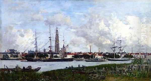 The Port of Antwerp Oil Painting by Eugene Boudin