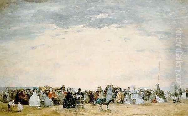 The Beach at Trouville 10 Oil Painting by Eugene Boudin