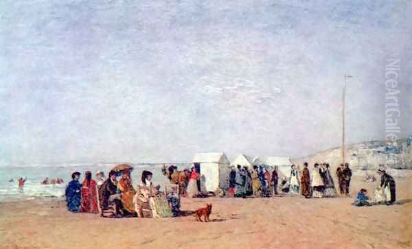 Beach of Trouville Oil Painting by Eugene Boudin