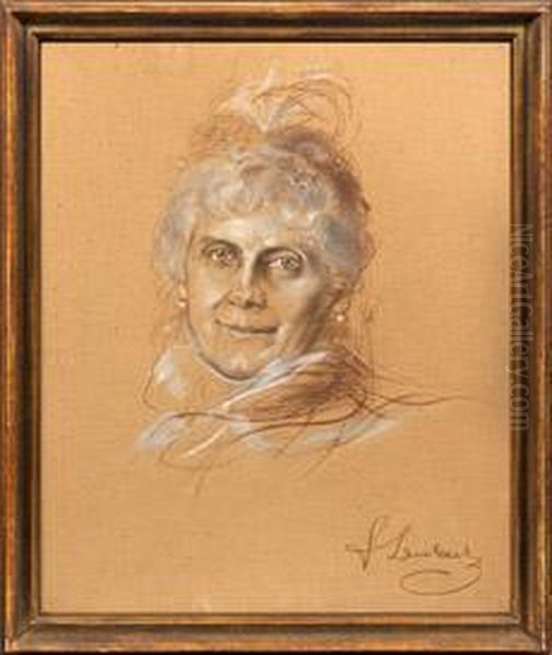 Portrait Einervornehmen Dame Oil Painting by Franz von Lenbach