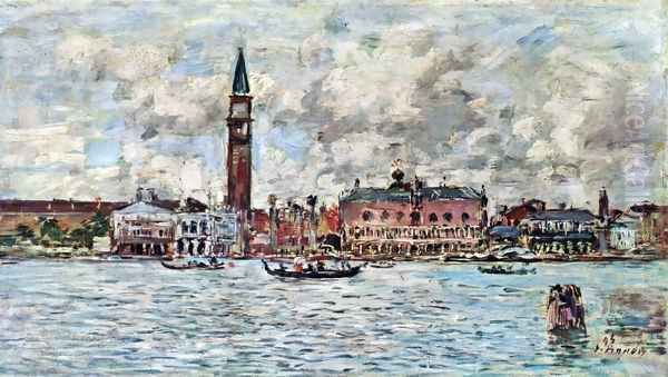 Piazzetta San Marco in Venedig Oil Painting by Eugene Boudin