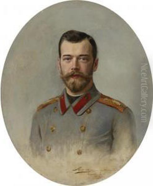 Portrait Of Tsar Nicholas Ii Oil Painting by Ernst Friedrich von Liphardt