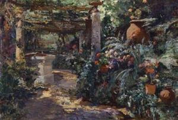 Garden Landscape In The South Oil Painting by Leo Von Littrow