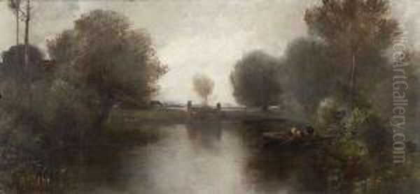 Stiller Weiher Oil Painting by Ludwig Von Lofftz