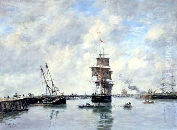 Trouville, les jetees, mer haute Oil Painting by Eugene Boudin