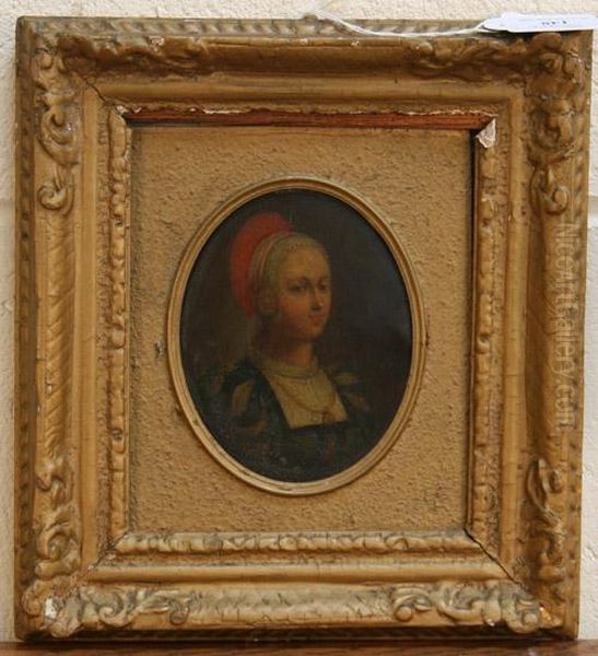 Length Portrait Of A Lady Wearing Traditional Costume Oil Painting by Hans von Marees