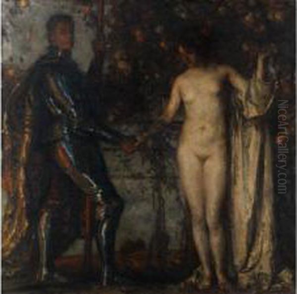 Adam Und Eva In Modernerauffassung Oil Painting by Carl von Marr