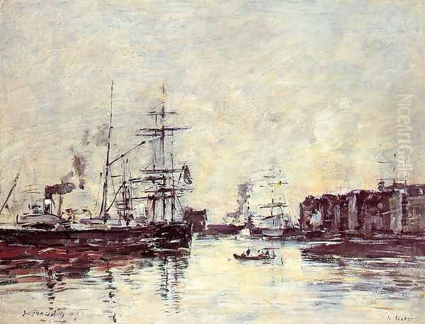 Le Havre: Bassin de la Barre Oil Painting by Eugene Boudin