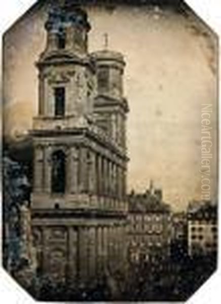 Vue Des Tours De Saint-sulpice Depuis L'atelier Du Photographe Oil Painting by Friedrich Von Martens