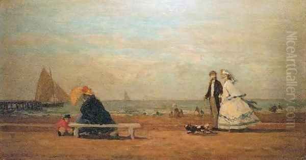 Beach at Trouville 3 Oil Painting by Eugene Boudin