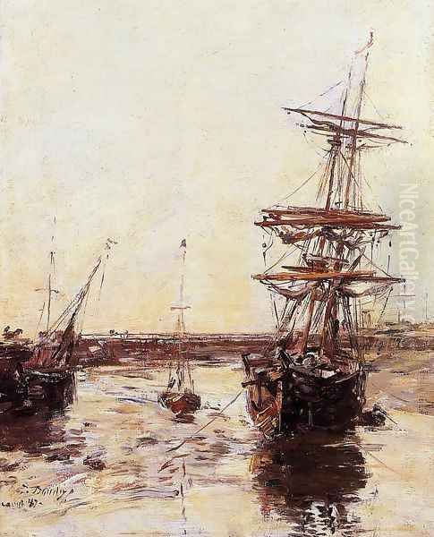 Trouville: the Outer Harbor Oil Painting by Eugene Boudin