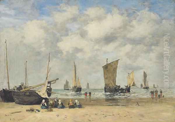 Berck La plage Oil Painting by Eugene Boudin