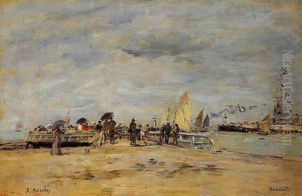 Deauville the Jetty 1888-1895 Oil Painting by Eugene Boudin