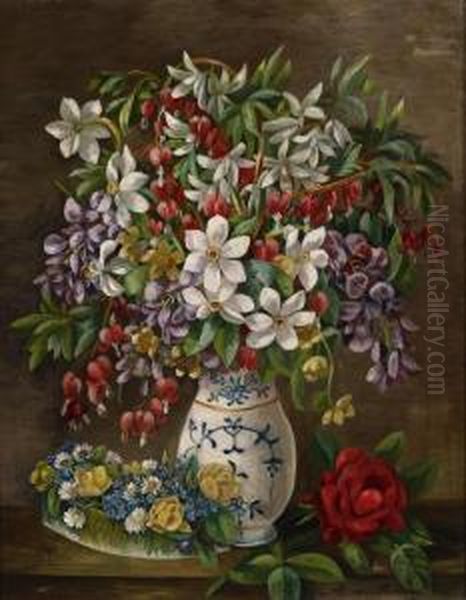 Bouquet Offlowers Oil Painting by Mathilde Von Mestrovic