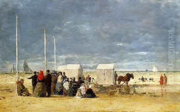 On the Beach 1867 Oil Painting by Eugene Boudin