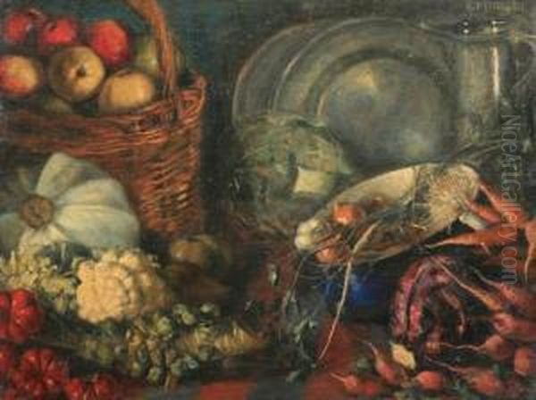 Still Life With Fresh Fruit And Vegetables Oil Painting by Ferdinand Von Mirwald