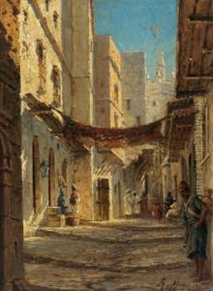 Algier, Rue De La Kaitba, 1886 Gemalt Oil Painting by Reinhold von Moeller