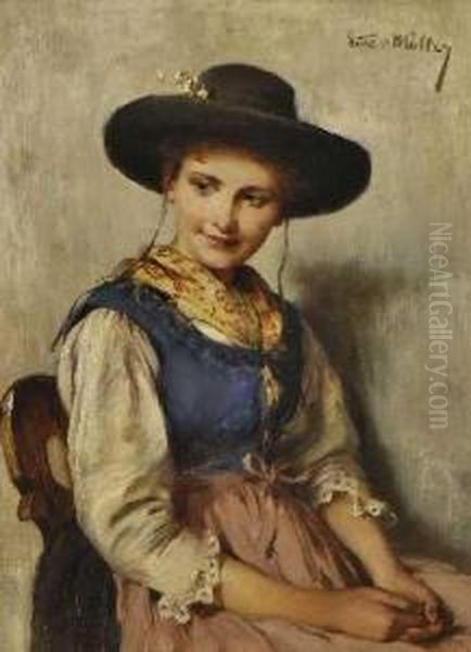 Dirndl Oil Painting by Emma Von Muller