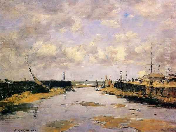 Trouville the Jettys Low Tide 1890 Oil Painting by Eugene Boudin