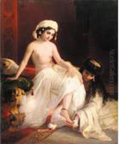 Harem Beauty Oil Painting by Timoleon Carl Nehf Von Neff