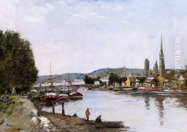 Rouen View over the River Seine 1895 Oil Painting by Eugene Boudin