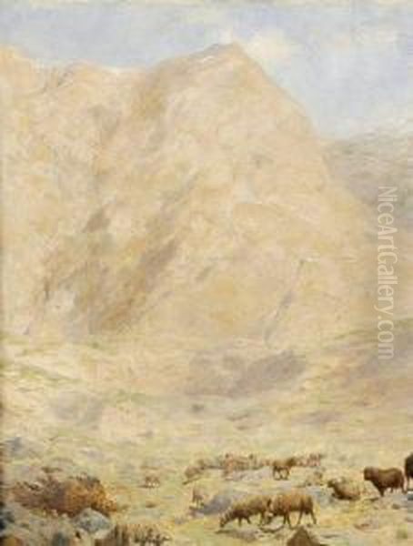 Bergers Dans Les Alpes Italiennes Panneau Renforce Oil Painting by Rudolf Otto Von Ottenfeld